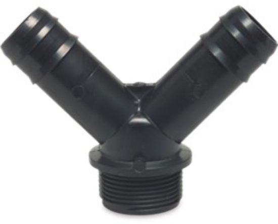 Image de 'Raccord cristal 2 sorties 15mm vers 3/4"M'