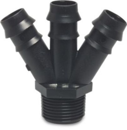Image de 'Raccord cristal 3 sorties 15mm vers 3/4"M'