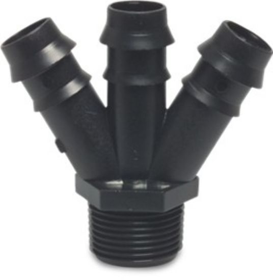 Image de 'Raccord cristal 3 sorties 15mm vers 3/4"M'