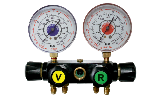 Image de 'Coffret complet - Manomètre 4 voies - R32 + R410A'