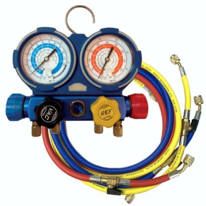 Image de 'Manomètre 4 voies antichoc - R32 - Coffret complet'
